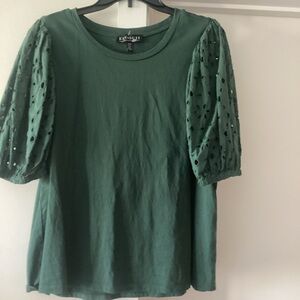 Eloquii Forest Green Puff Sleeve Blouse perfect for fall